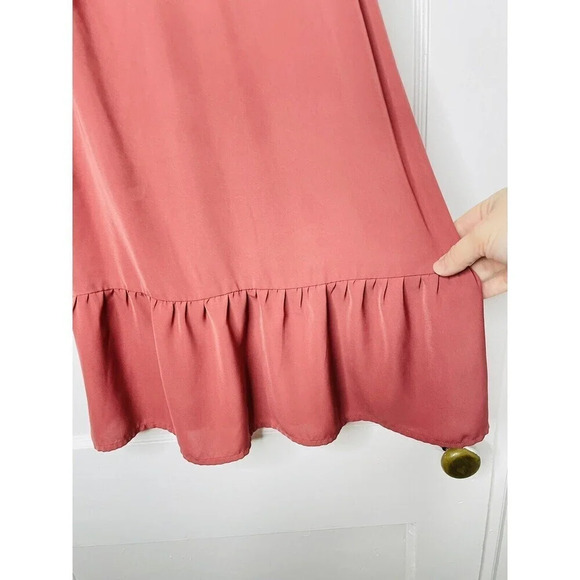 Abercrombie Fitch Womens Medium Tall Shift Tank Top Mauve Pink Tie Back Pleated - Picture 3 of 11